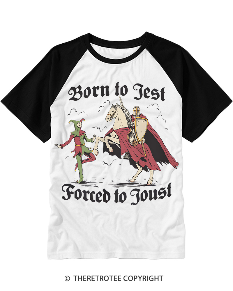 TheRetroTee Born To Jest, Forced To Joust 1970s Raglan Baseball T-Shirt