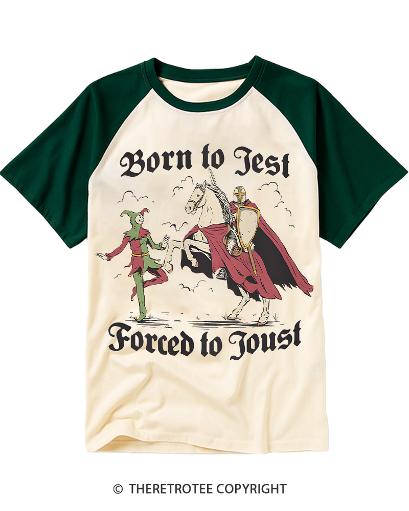 TheRetroTee Born To Jest, Forced To Joust 1970s Raglan Baseball T-Shirt