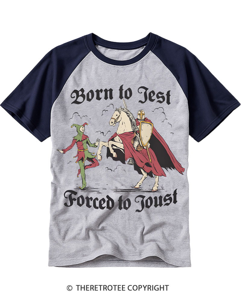 TheRetroTee Born To Jest, Forced To Joust 1970s Raglan Baseball T-Shirt