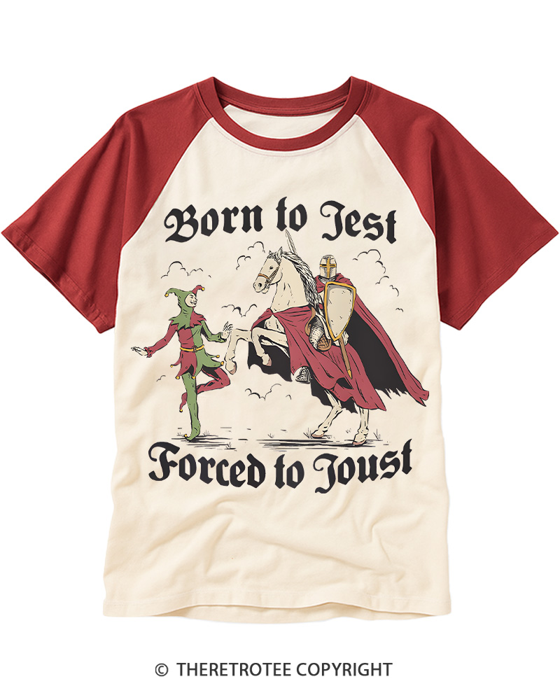 TheRetroTee Born To Jest, Forced To Joust 1970s Raglan Baseball T-Shirt