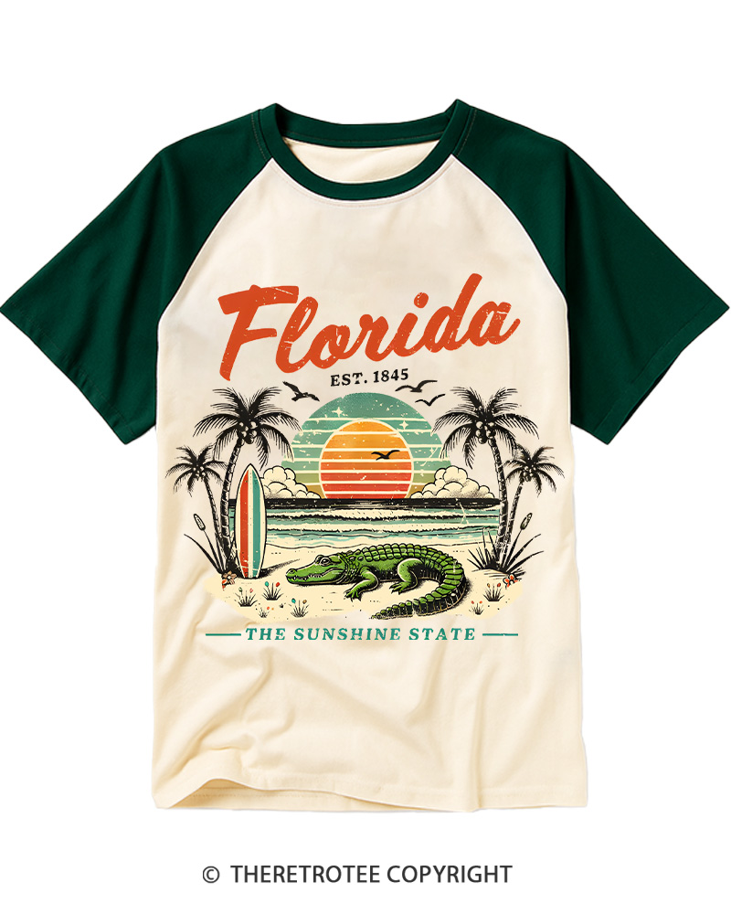 TheRetroTee Florida 1970s Raglan Baseball T-Shirt
