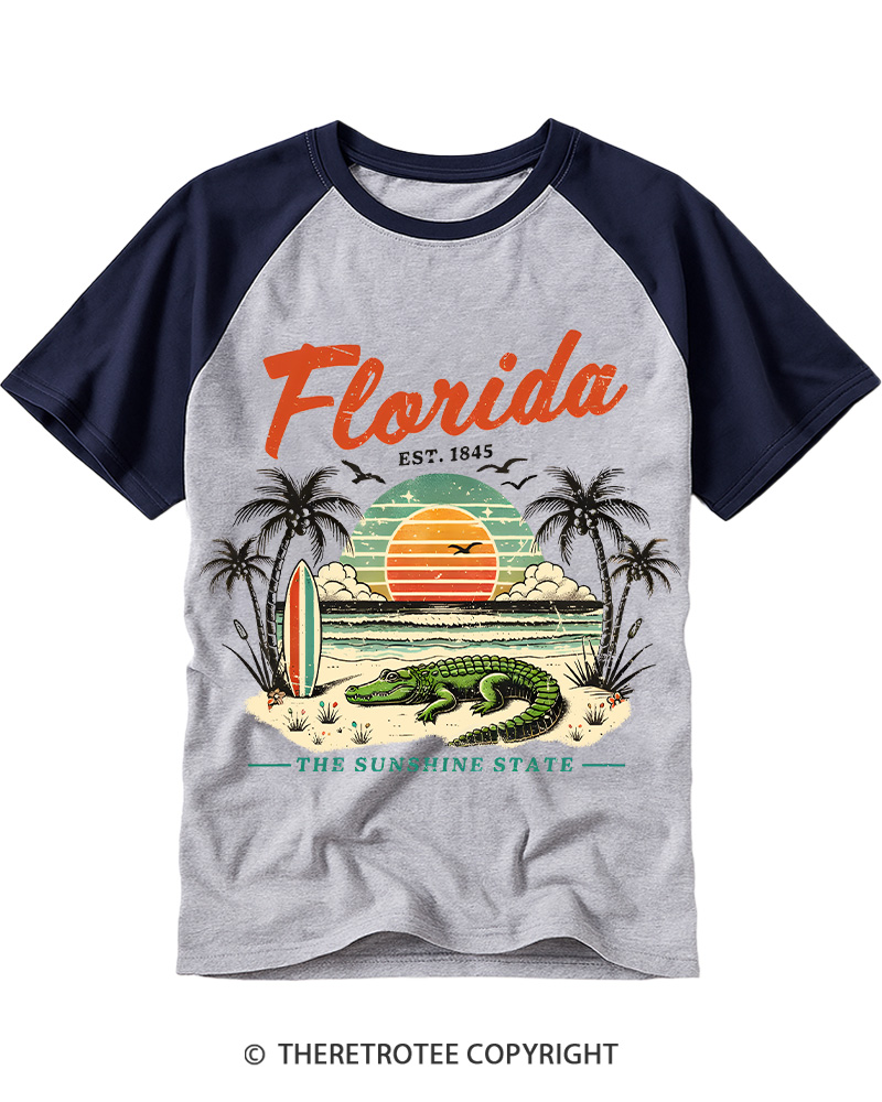 TheRetroTee Florida 1970s Raglan Baseball T-Shirt