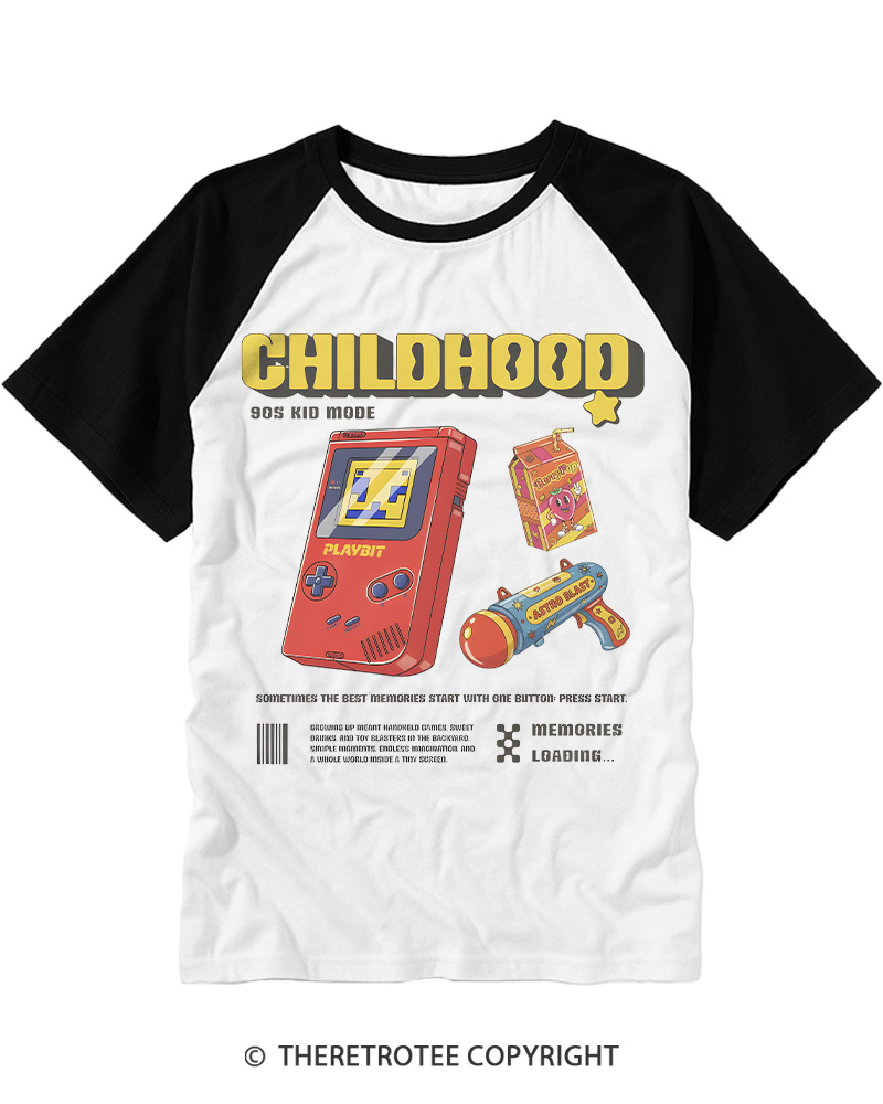 TheRetroTee Gamer Aesthetic 1990s Raglan Baseball T-Shirt
