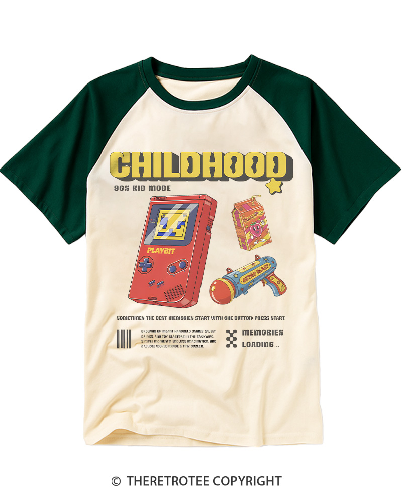 TheRetroTee Gamer Aesthetic 1990s Raglan Baseball T-Shirt