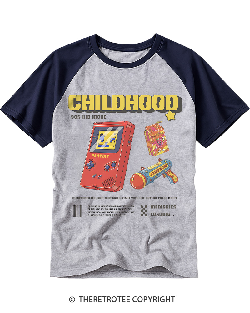 TheRetroTee Gamer Aesthetic 1990s Raglan Baseball T-Shirt