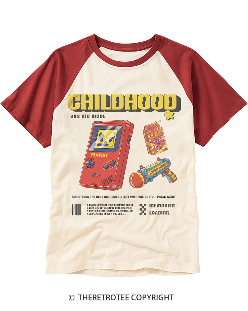 TheRetroTee Gamer Aesthetic 1990s Raglan Baseball T-Shirt