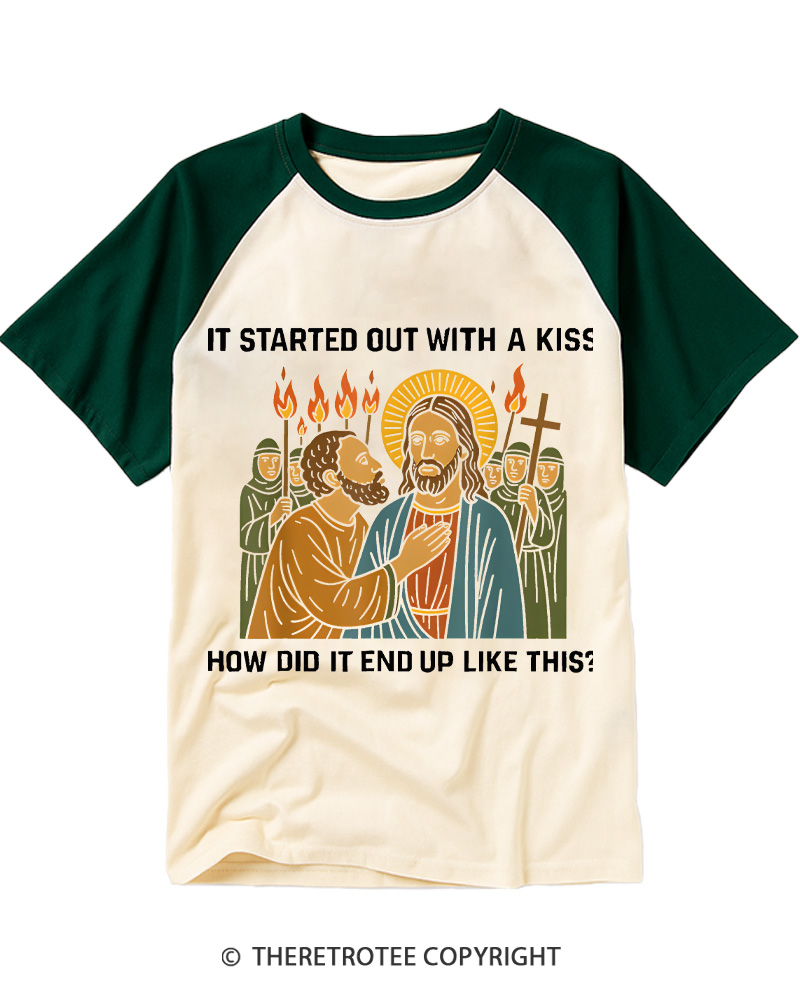 TheRetroTee It Was Only a Kiss 1970s Raglan Baseball T-Shirt