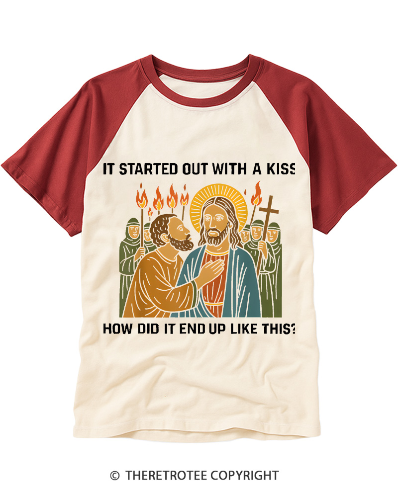 TheRetroTee It Was Only a Kiss 1970s Raglan Baseball T-Shirt