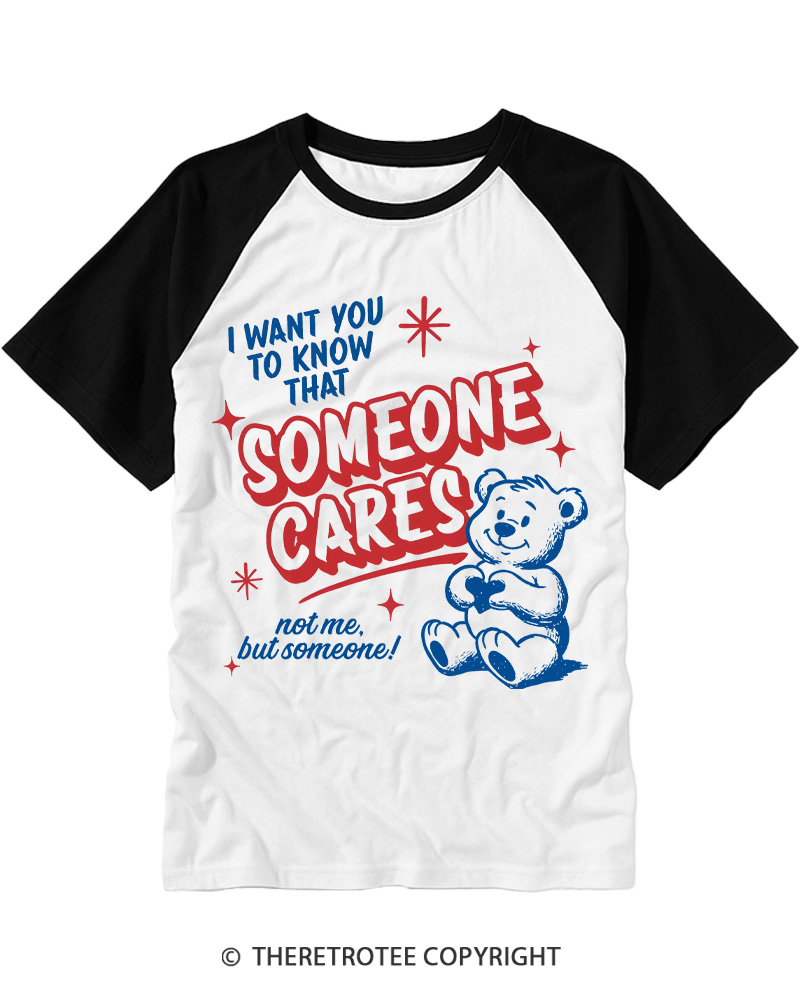 TheRetroTee Someone Cares 1950s Raglan Baseball T-Shirt