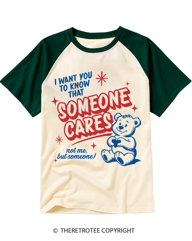 TheRetroTee Someone Cares 1950s Raglan Baseball T-Shirt