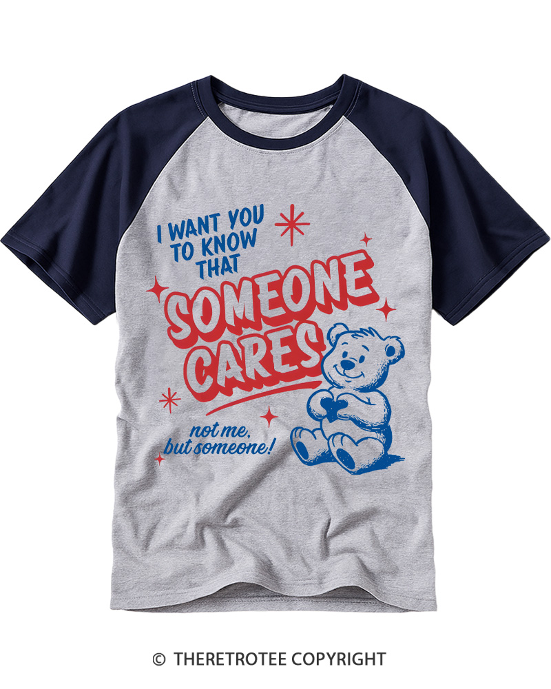 TheRetroTee Someone Cares 1950s Raglan Baseball T-Shirt