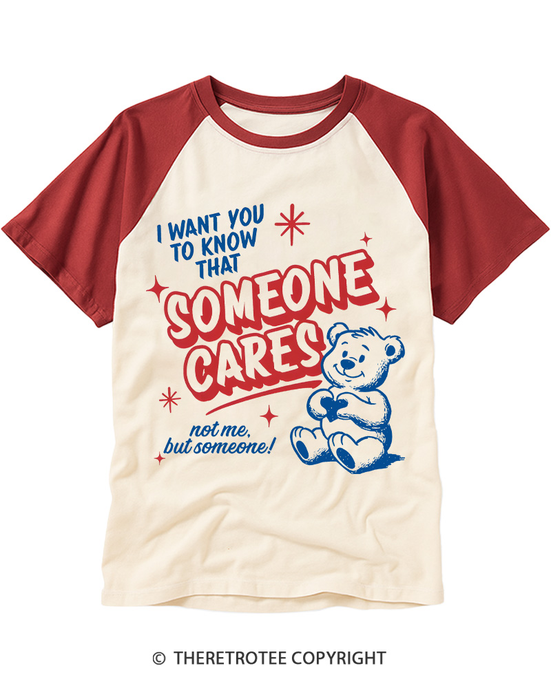TheRetroTee Someone Cares 1950s Raglan Baseball T-Shirt