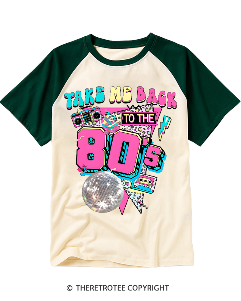 TheRetroTee Take Me Back To The 1980's Raglan Baseball T-Shirt