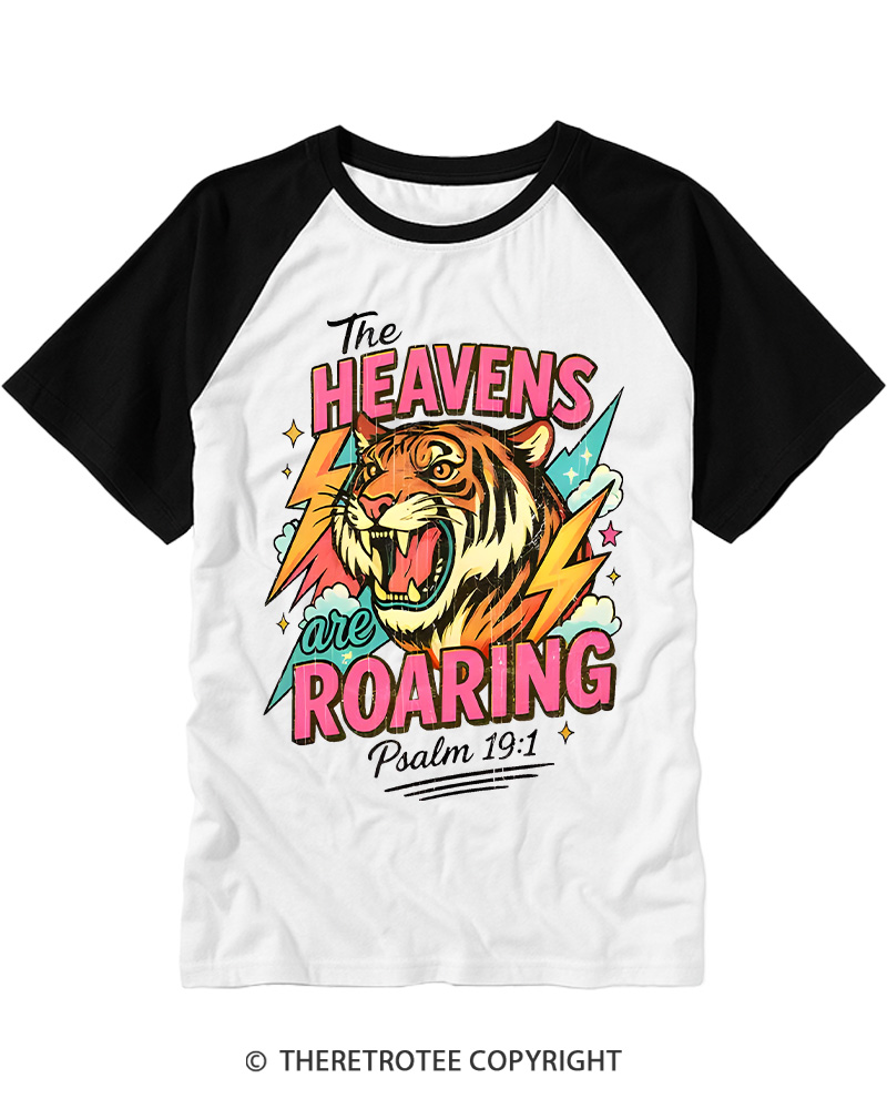 TheRetroTee The Heavens Are Roaring Raglan Baseball T-Shirt