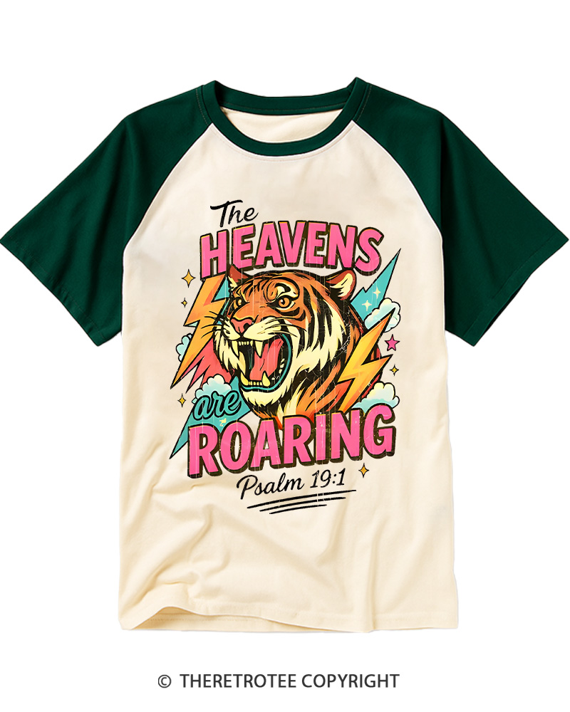 TheRetroTee The Heavens Are Roaring Raglan Baseball T-Shirt