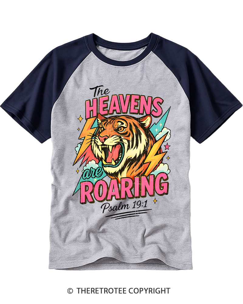 TheRetroTee The Heavens Are Roaring Raglan Baseball T-Shirt