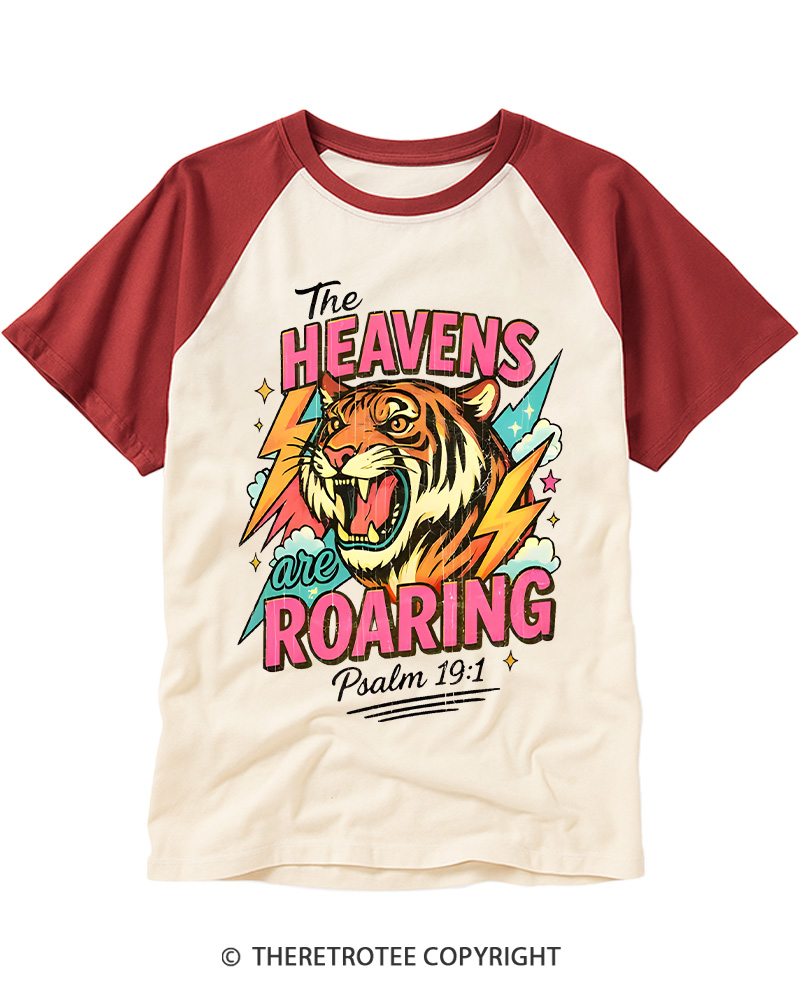 TheRetroTee The Heavens Are Roaring Raglan Baseball T-Shirt