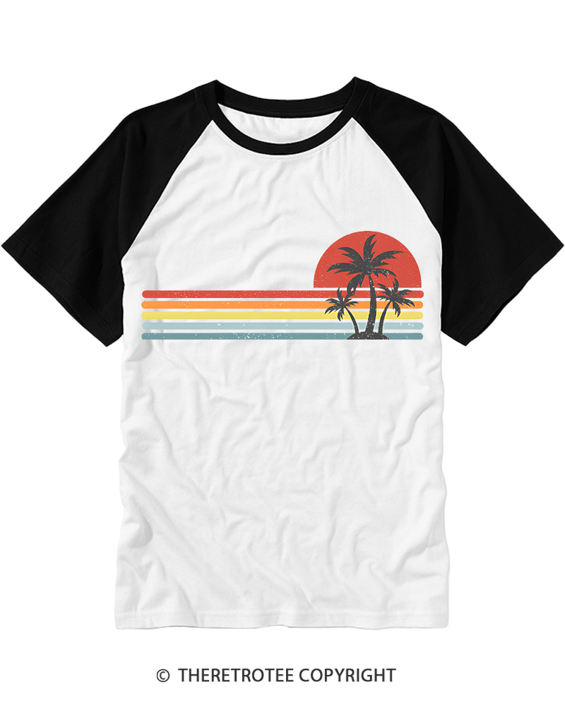 TheRetroTee Tropical Island 1980s Raglan Baseball T-Shirt