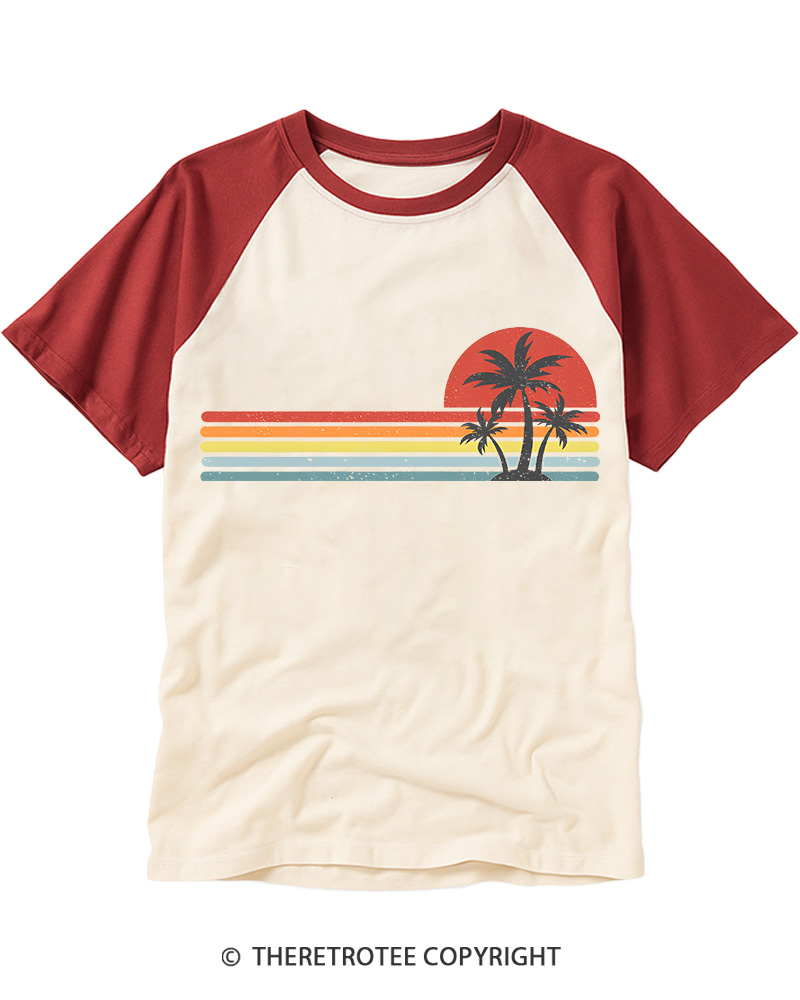 TheRetroTee Tropical Island 1980s Raglan Baseball T-Shirt