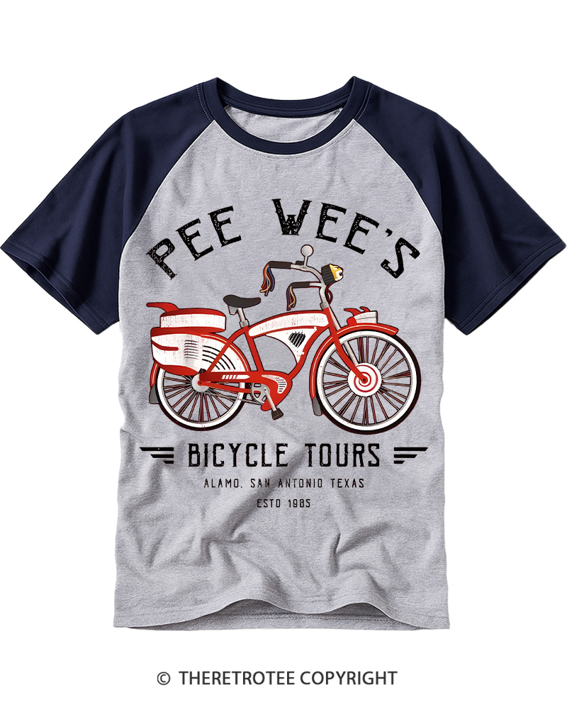 TheRetroTee Bicycle Tours Big Adventure1980s Raglan Baseball T-Shirt