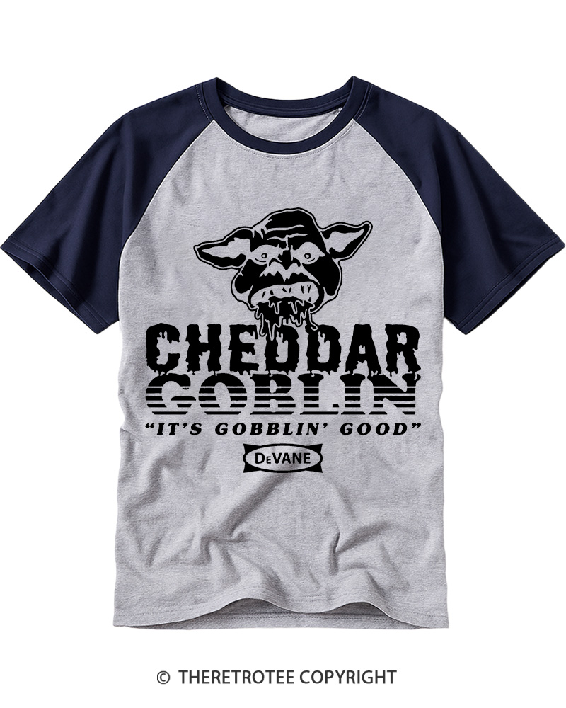 TheRetroTee Cheddar Goblin It's Gobblin Good2010s Raglan Baseball