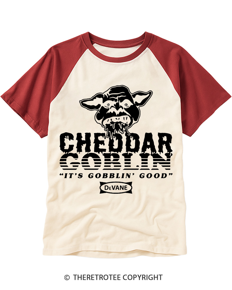 TheRetroTee Cheddar Goblin It's Gobblin Good2010s Raglan Baseball T-Shirt