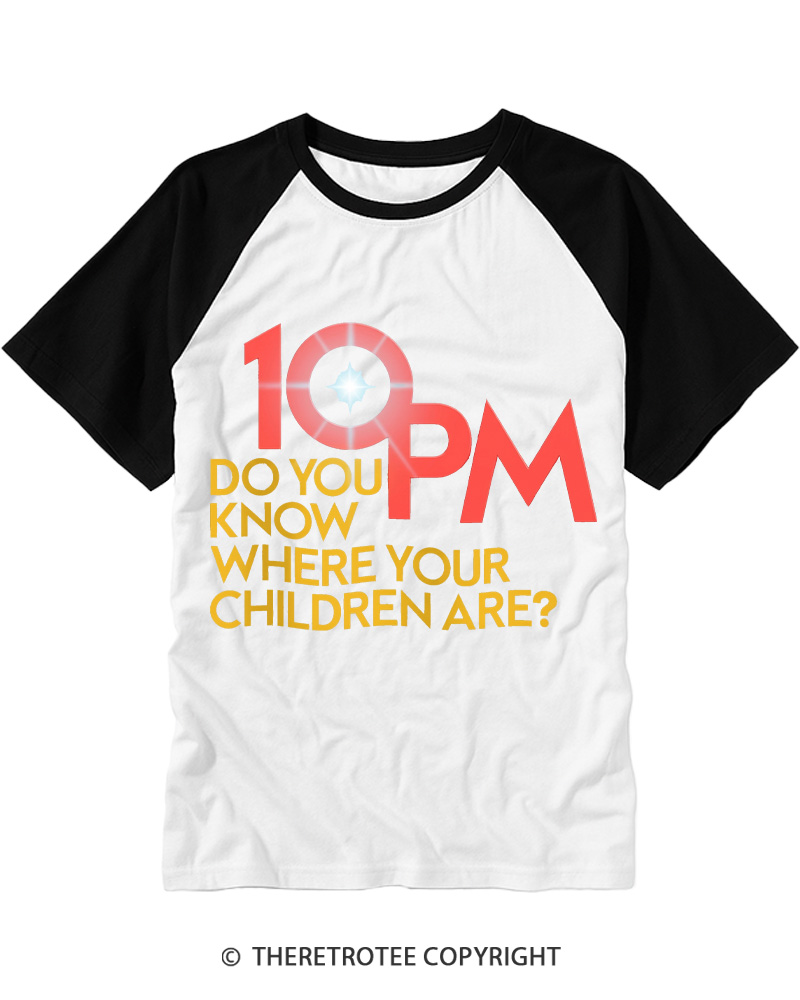 TheRetroTee Do You Know Where Your Children Are 1980s Raglan Baseball T-Shirt