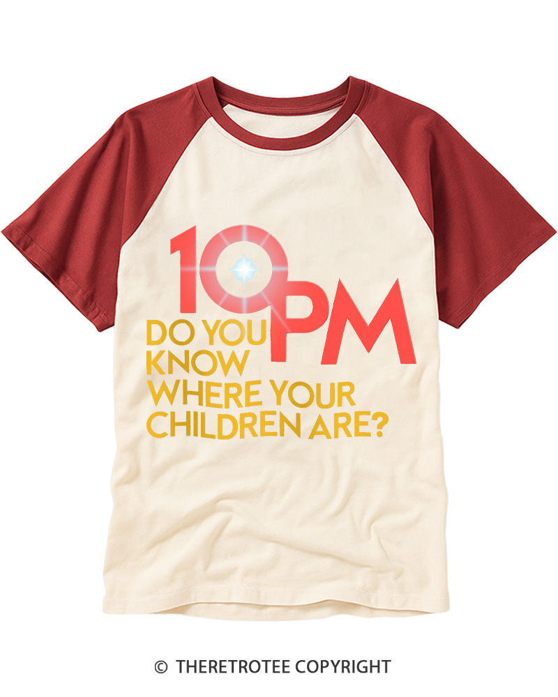 TheRetroTee Do You Know Where Your Children Are 1980s Raglan Baseball T-Shirt