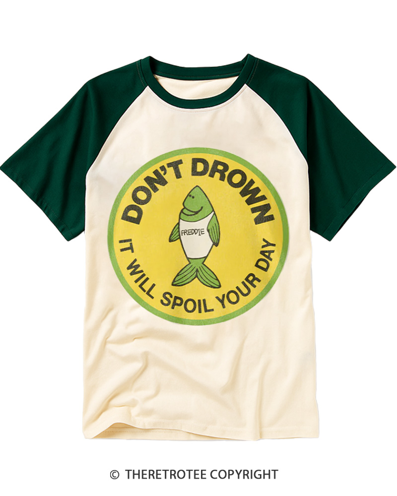 TheRetroTee Don’t Drown 1970s Raglan Baseball T-Shirt