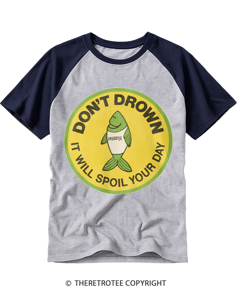 TheRetroTee Don’t Drown 1970s Raglan Baseball T-Shirt