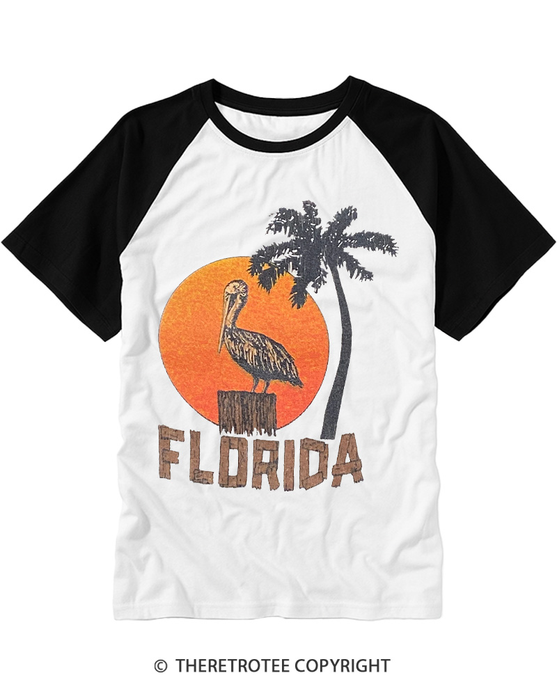 TheRetroTee Florida 1980s Raglan Baseball T-Shirt