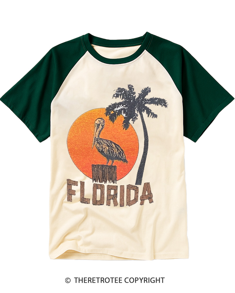 TheRetroTee Florida 1980s Raglan Baseball T-Shirt