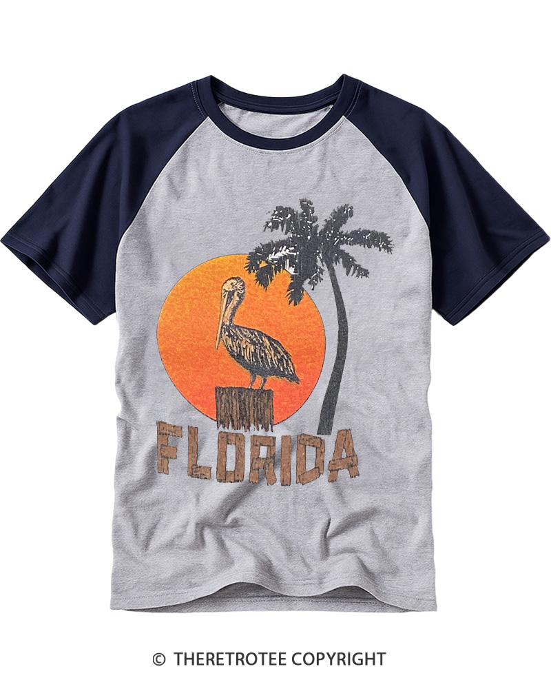 TheRetroTee Florida 1980s Raglan Baseball T-Shirt