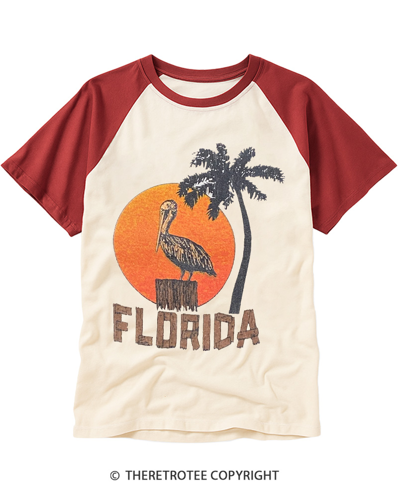 TheRetroTee Florida 1980s Raglan Baseball T-Shirt