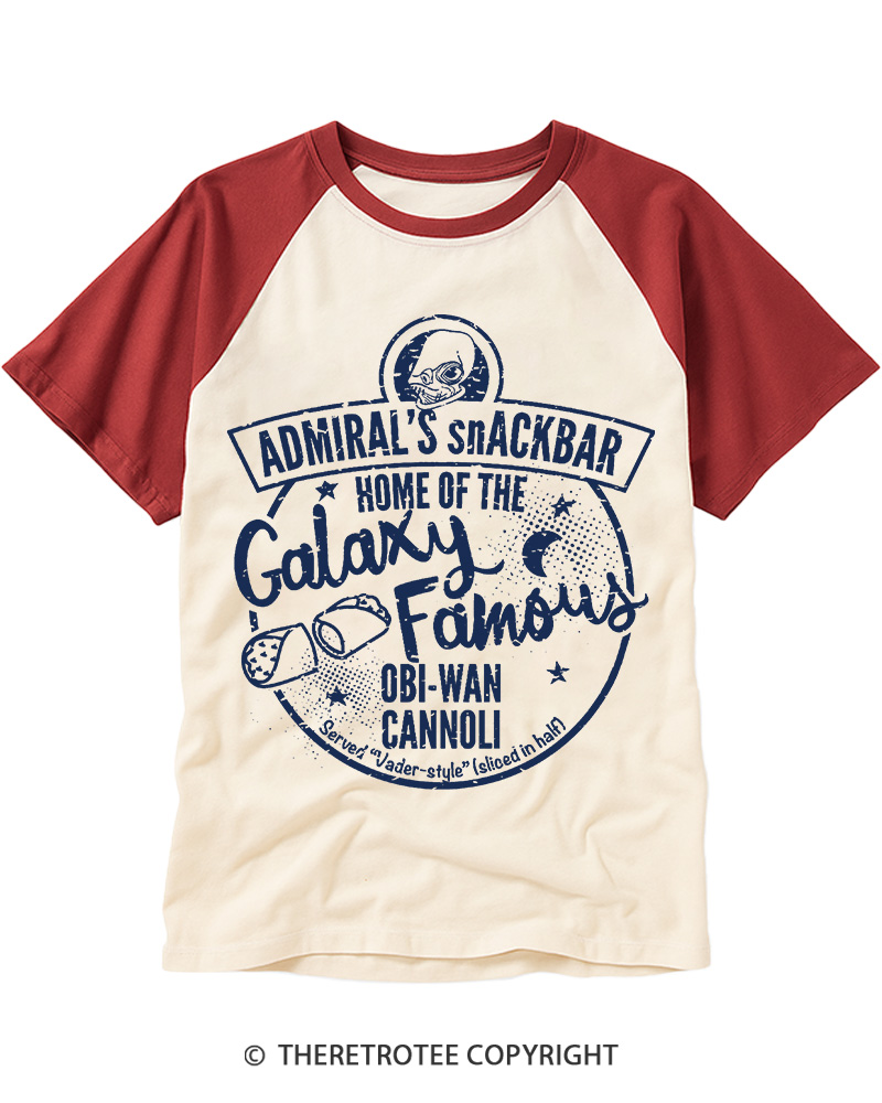 TheRetroTee Galaxy Famous Obi-Wan Cannoli 1980s Raglan Baseball T-Shirt