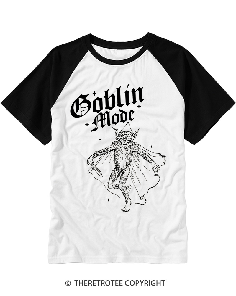 TheRetroTee Goblin Mode Weird Medieval Raglan Baseball T-Shirt