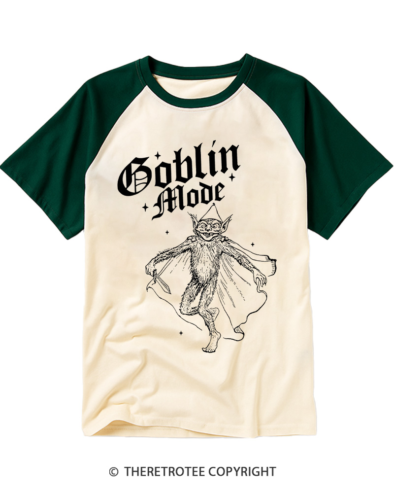 TheRetroTee Goblin Mode Weird Medieval Raglan Baseball T-Shirt