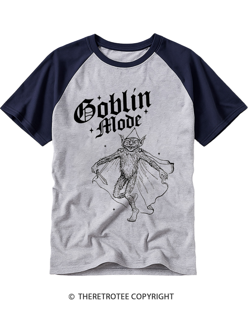 TheRetroTee Goblin Mode Weird Medieval Raglan Baseball T-Shirt
