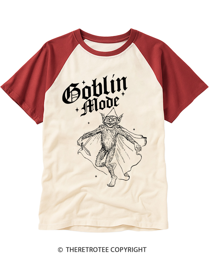 TheRetroTee Goblin Mode Weird Medieval Raglan Baseball T-Shirt