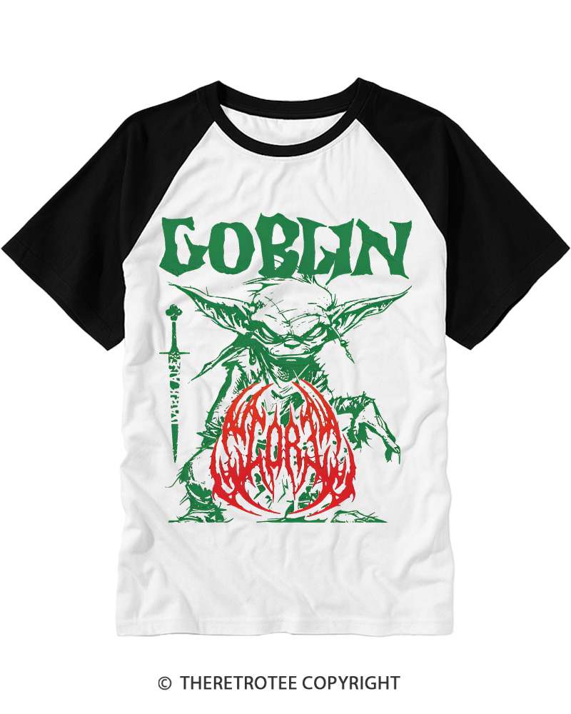 TheRetroTee Heavy Metal Goblin Raglan Baseball T-Shirt