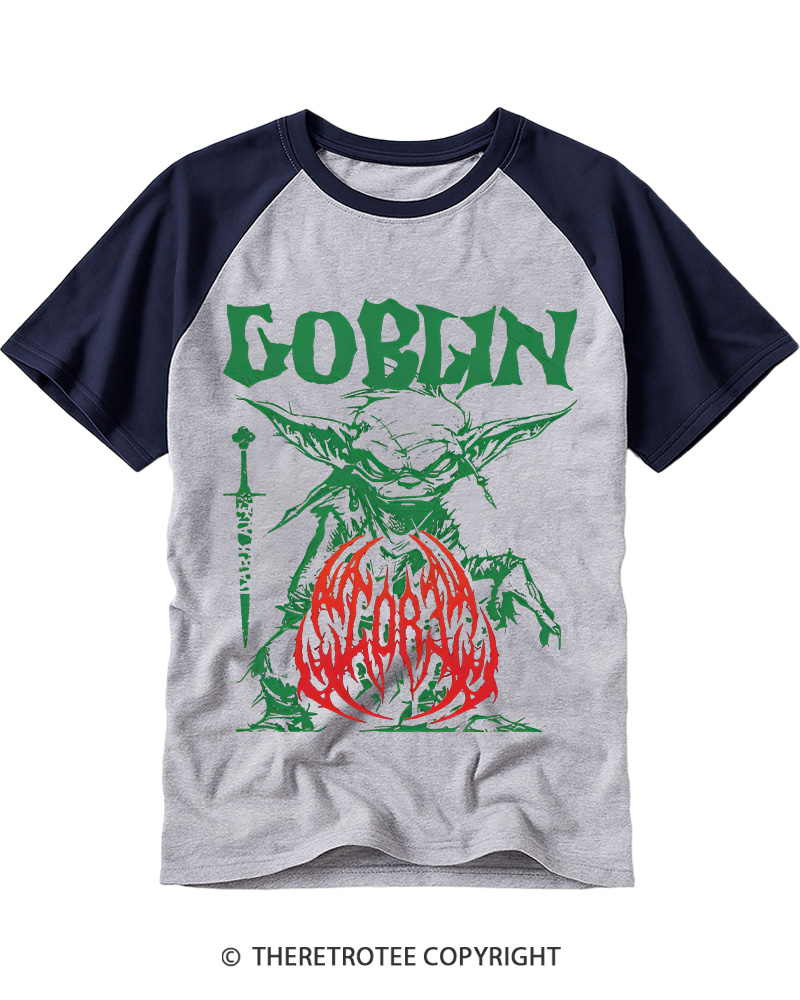 TheRetroTee Heavy Metal Goblin Raglan Baseball T-Shirt