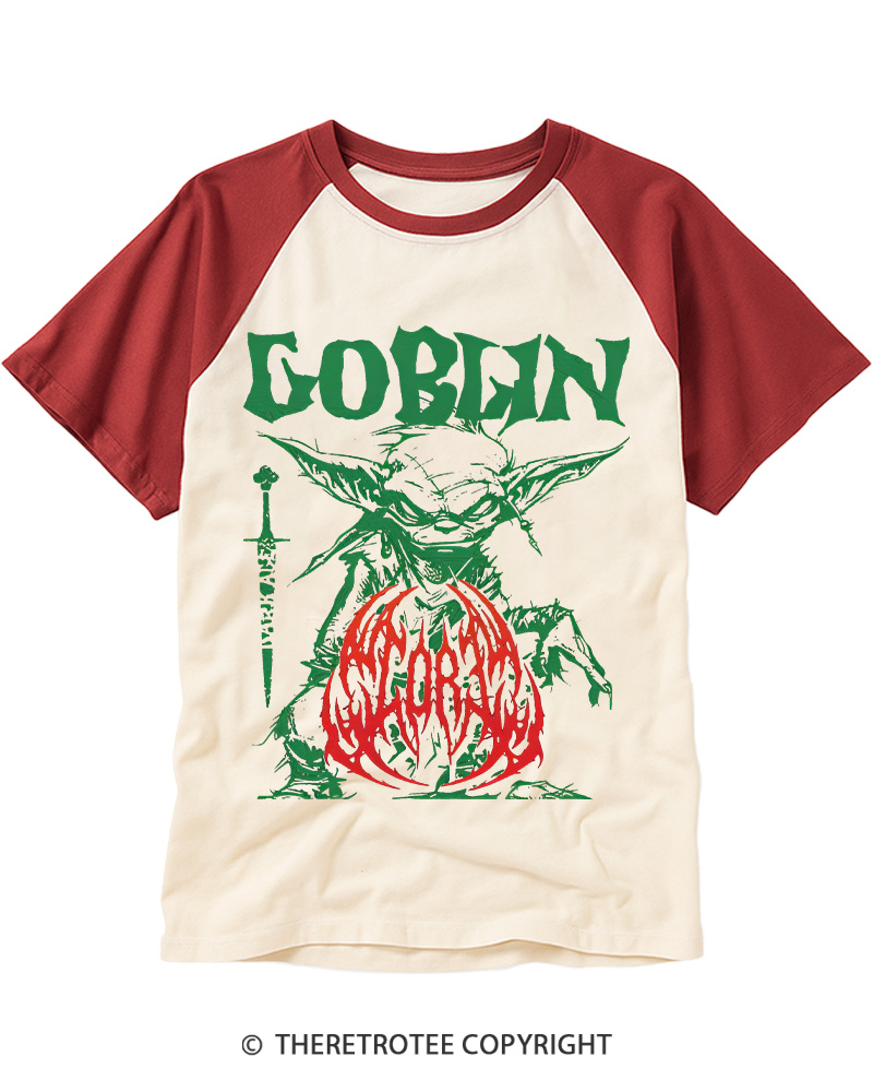 TheRetroTee Heavy Metal Goblin Raglan Baseball T-Shirt