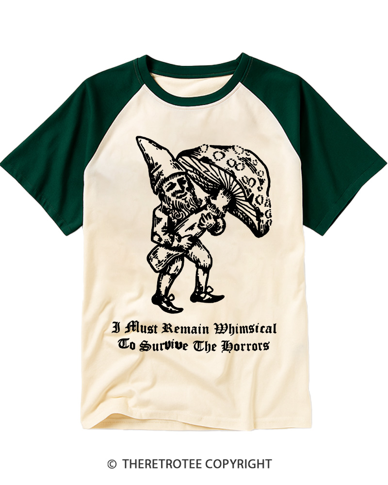 TheRetroTee I Must Remain Whimsical To Survive The Horrors Raglan Baseball T-Shirt