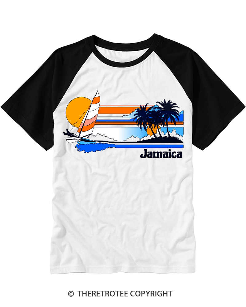 TheRetroTee Jamaica 1980s Raglan Baseball T-Shirt