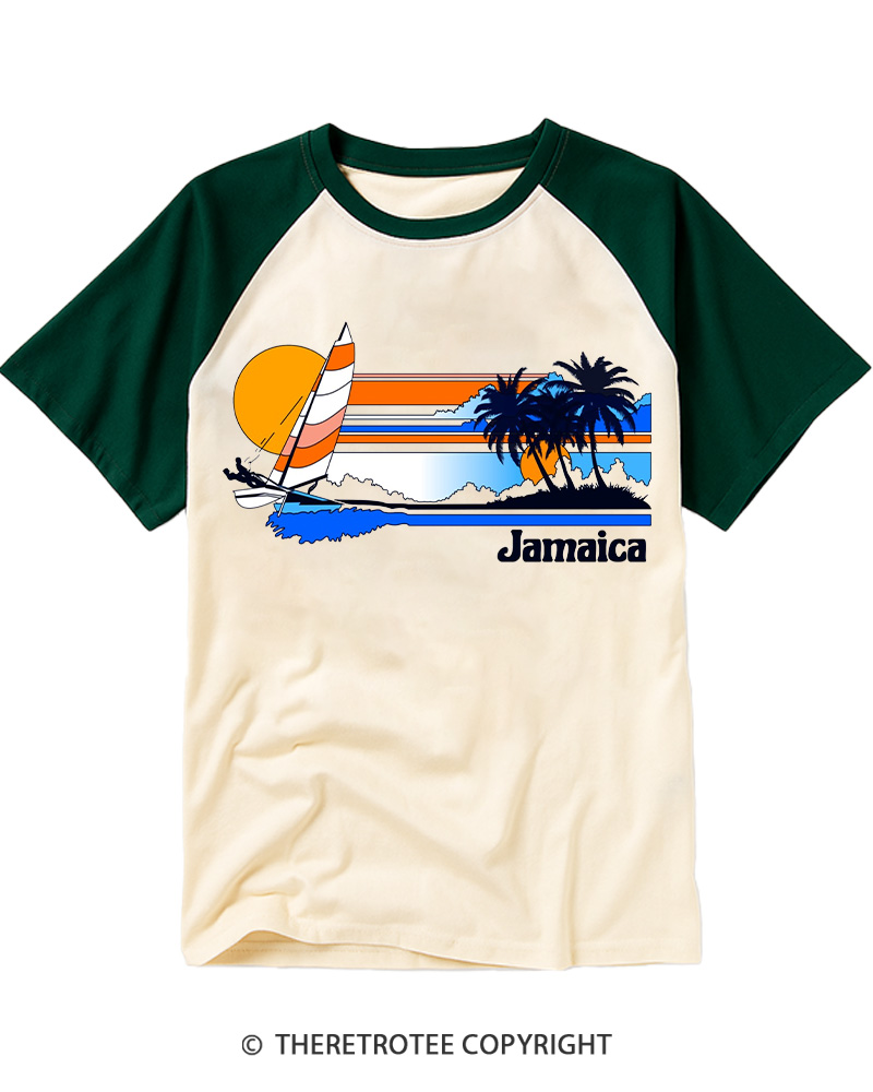 TheRetroTee Jamaica 1980s Raglan Baseball T-Shirt