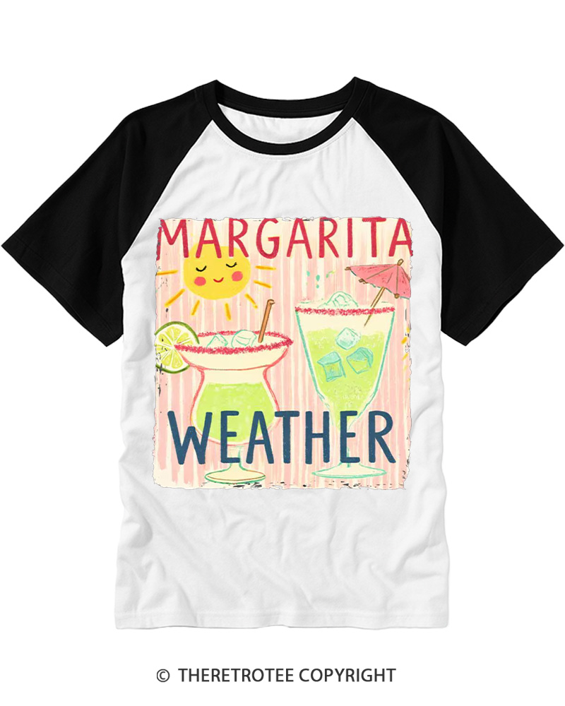 TheRetroTee Margarita Weather 1960s Raglan Baseball T-Shirt
