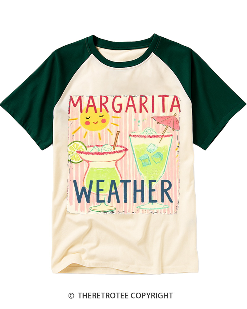 TheRetroTee Margarita Weather 1960s Raglan Baseball T-Shirt