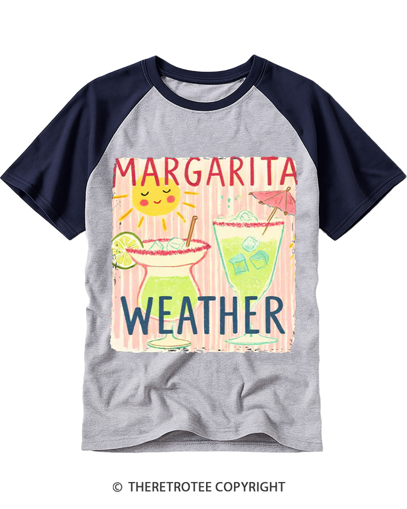 TheRetroTee Margarita Weather 1960s Raglan Baseball T-Shirt