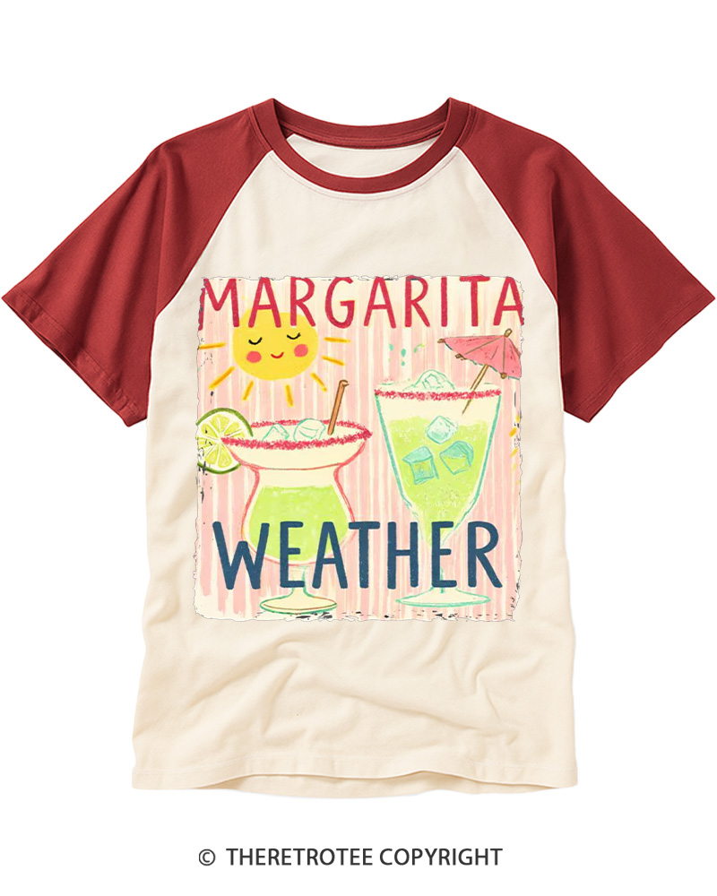 TheRetroTee Margarita Weather 1960s Raglan Baseball T-Shirt