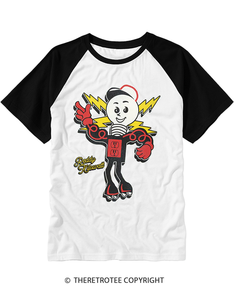 TheRetroTee Mid‑Century Corporate Mascot Revival Style 1950s Raglan Baseball T-Shirt
